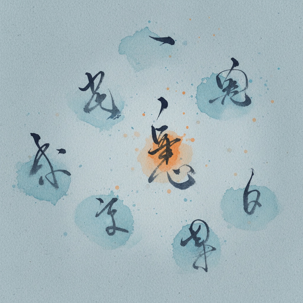 Soft watercolor study of a child's hand resting on an open notebook with letters scattered unevenly across the page