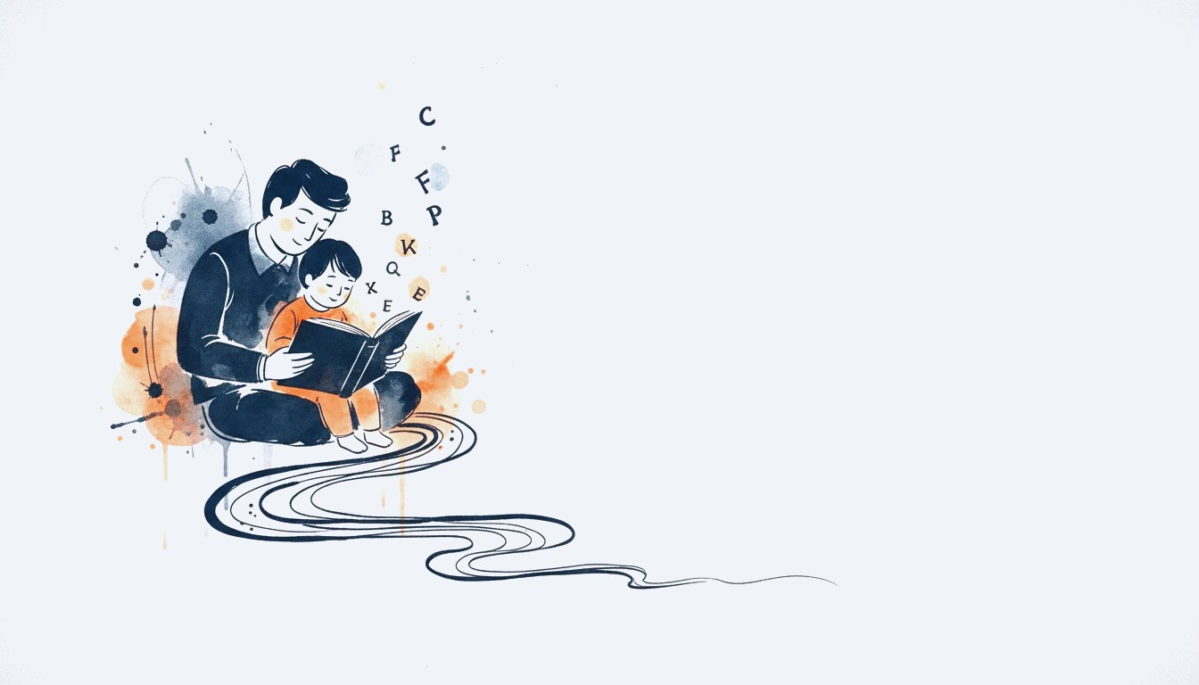 A parent and child reading a book together