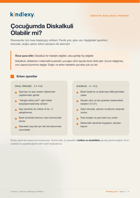 Diskalkuli Ebeveyn Rehberi: Sayı ve Matematik Güçlüğü , kapak